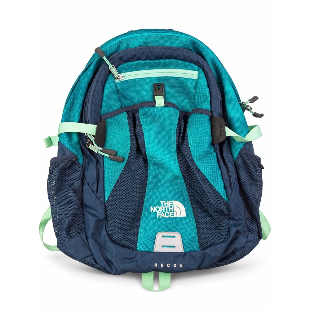 The North Face Recon Teal Blue Hiking School Travel Backpack Bag Unisex